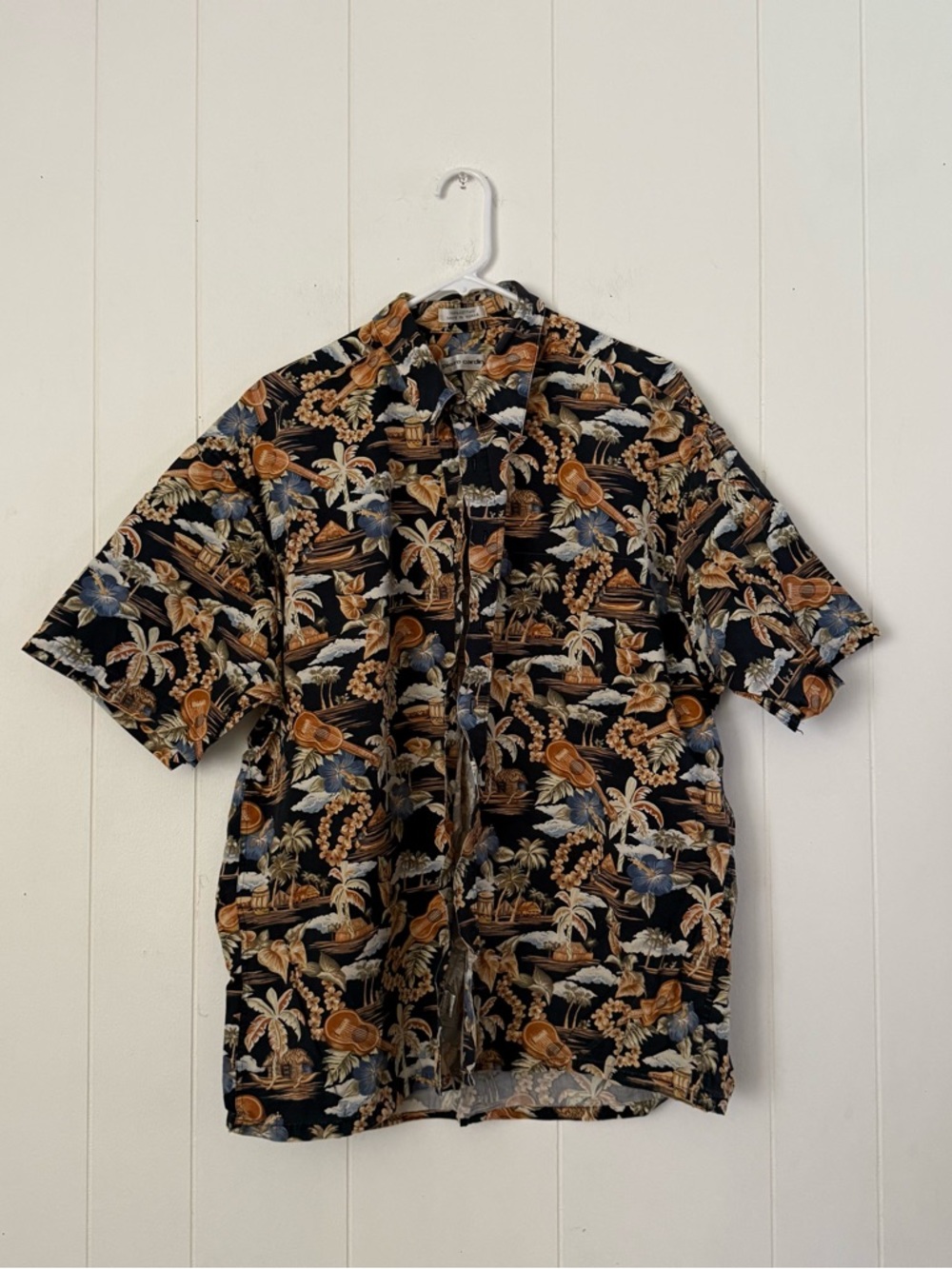 Pierre Cardin Black Tropical Print Short Sleeve Button-Down Shirt